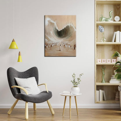 Abstract Jesus Walking on Water Canvas Wall Art Christian Spiritual Wall Decor Pictures Divine Light Modern Religious Posters Prints for Living Room Bedroom Church Decoration 12x16in