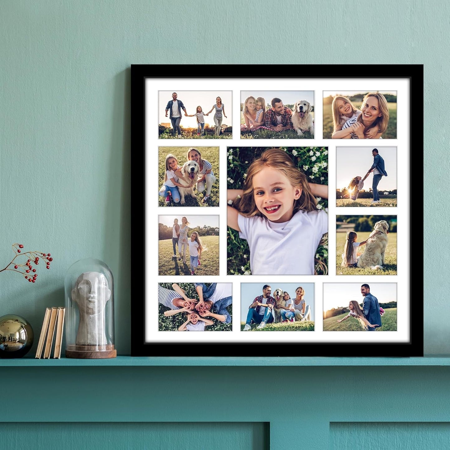 Americanflat 4x6 Collage Picture Frame with Polished Plexiglass - Multi Picture Frames Fit Sixteen 4x6 Photos or Use as One 18x26 Poster Frame for Wall Display - Signature Collection - Black