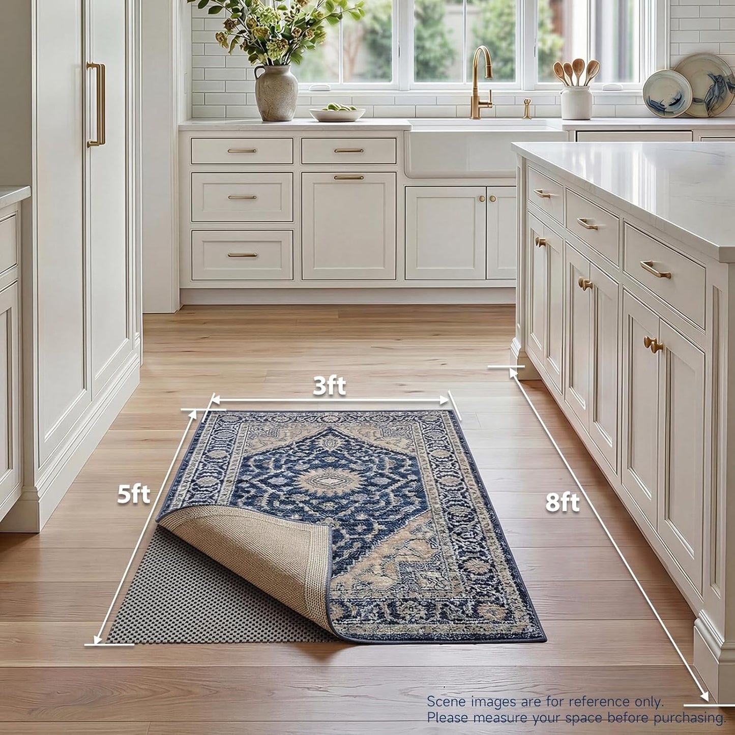 Veken Non Slip Rug Pad Gripper 8 x 10 Feet Extra Thick Pads for Any Hard Surface Floors, Keep Your Rugs Safe and in Place, Under Carpet Anti Skid Mat - Colors B