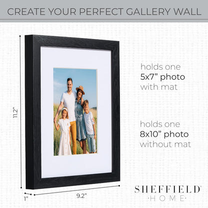 Sheffield Home 9 Piece Gallery Wall Frame Set, 11x14 in. matted to 8x10 in. (Matte Black)