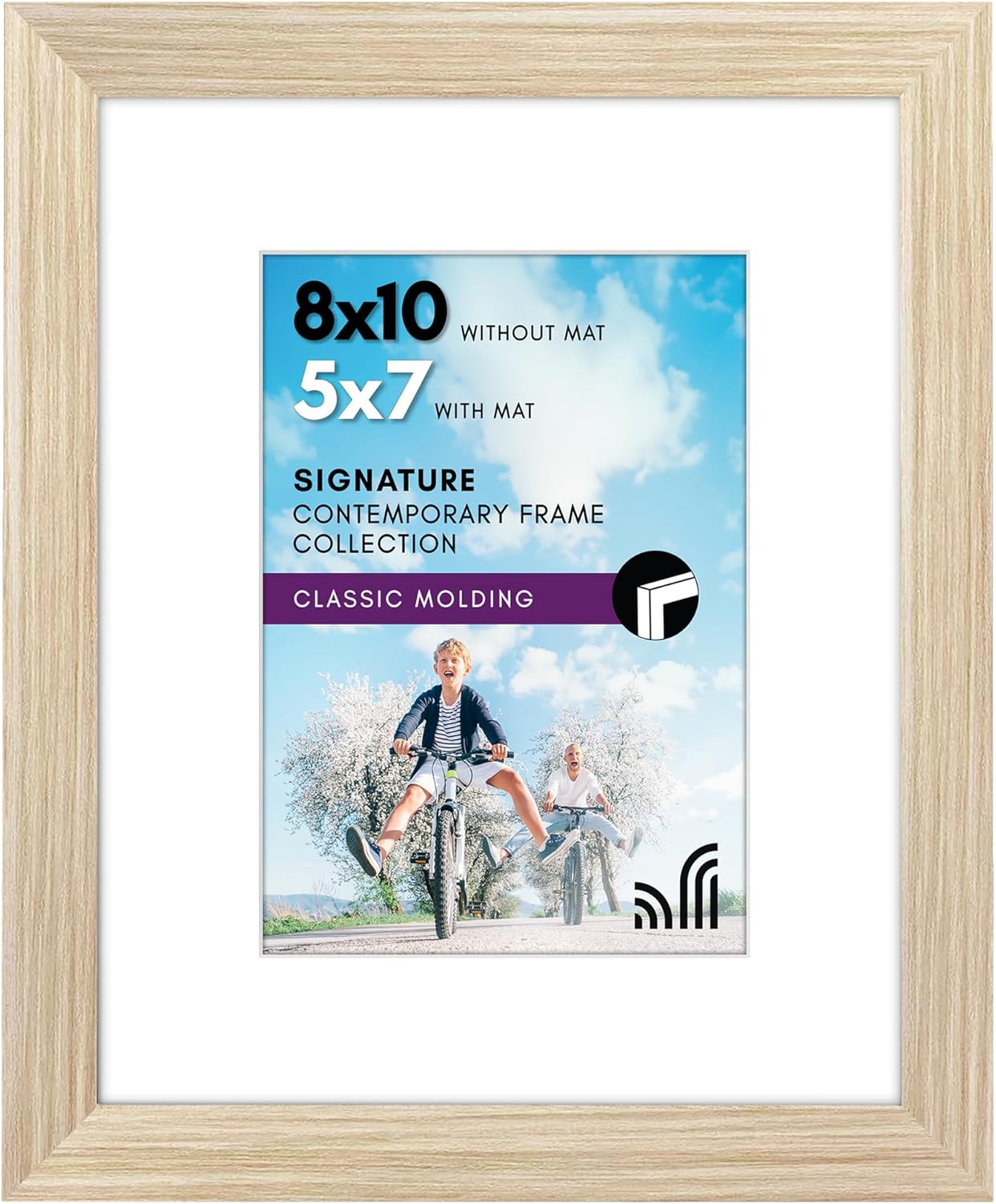 Americanflat 8x10 Picture Frame with Shatter-Resistant Glass - Use as 5x7 Frame with Mat or Display 8x10 Photo Without Mat - Signature Collection - Picture Frames for Tabletop and Wall Display - Black