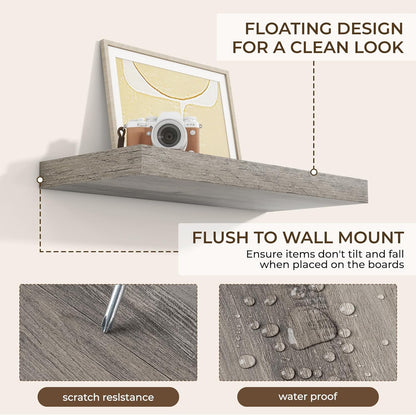 RICHFOCUS 72Inch Floating Shelves for Wall 2 Pack Shelves for Bedroom|Kitchen|Bathroom Wall Mounted Rustic Wood Floating Shelf with Invisible Brackets for Books|Storage|Decor, Rustic Brown