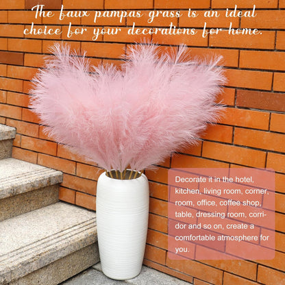 Ouddy Decor 8 Pcs Faux Pampas Grass Decor 38''/97cm Tall Artificial Large Pompous Pompas Floral Fluffy Fake Plants Floor Vase Filler for Wedding Kitchen Home Boho Decorations, Mixed Beige