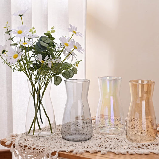 8 inch Clear Glass Flower Vases for Centerpiece Table Home Indoor Desk Decor,Ins Modern Boho Style Vase for Wedding Housewarming Gift