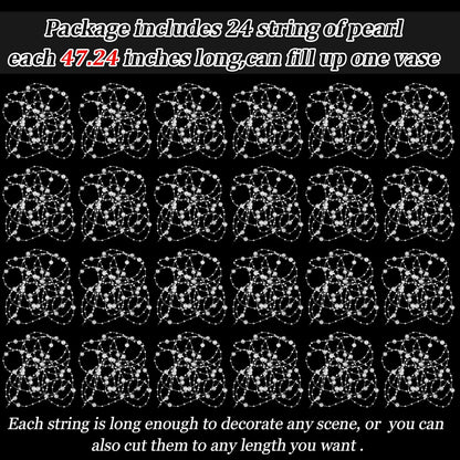 Tondiamo 24 Pcs Artificial Pearl String for Floating Candle Faux Pearls Beads String Garland Centerpiece Decoration for Vases Filler Wedding Spring Holiday Party Decor(Gold)