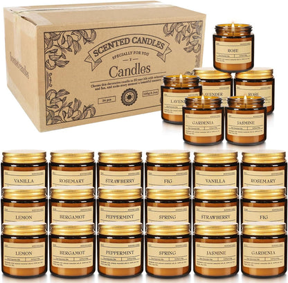 Howemon 24 Pack Scented Candles Set for Home, Relaxing Stress Relief, Aromatherapy - Natural Soy Wax and Fragrance - Gifts for Women, Mom, Best Friend, Wife, Birthday