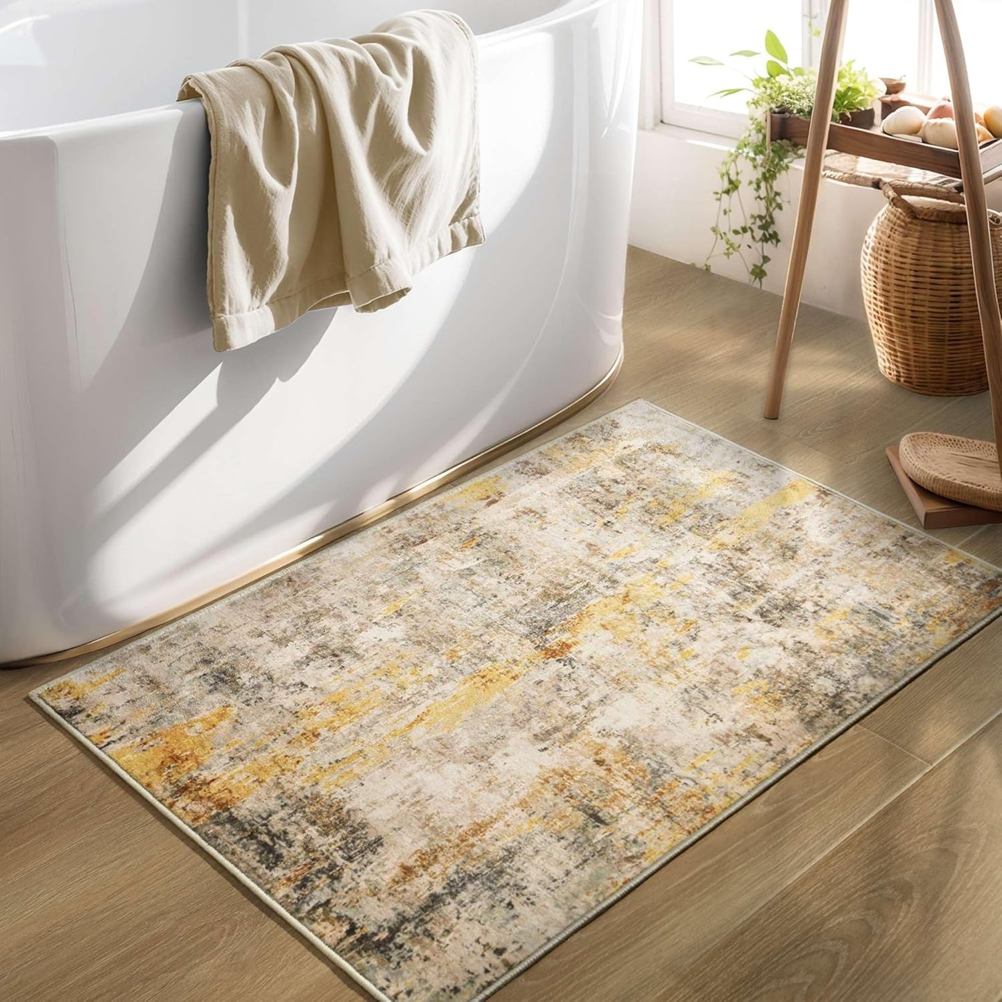 Ompaa 2x6 Rug Runners for Hallways Kitchen Runner Rug Non Slip Washable Grey Long Runner Rugs with Rubber Backing Soft Abstract Carpet Runner for Hallways, Kitchen, Bedroom, Bathroom, Entryway - Colors A