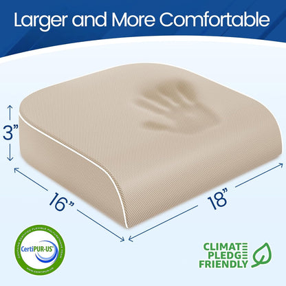 SweetSlubr Seat Cushion for Tailbone Pain Relief, Office Chair Cushion, Memory Foam Large Cushion with Non-Slip Cover for Soft Support at Office Chair, Car Seat, Airplane, Floor Pillow, Black/Large