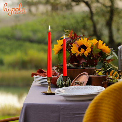 Hyoola Tall Taper Candles - 10 Inch Metallic Gold Unscented Dripless Taper Candles - 8 Hour Burn Time - 4 Pack