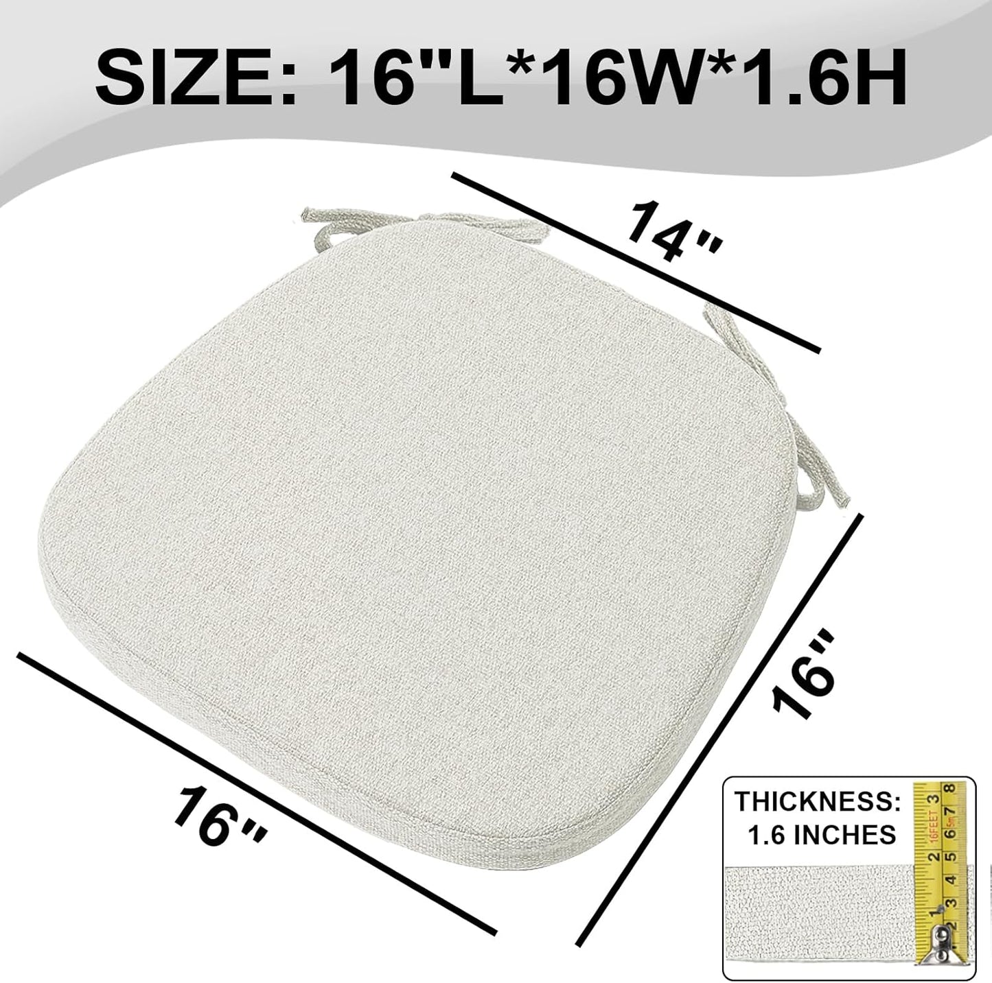 SINOSSO 1 Pack Memory Foam Chair Cushions for Dining Chair, Friendly Woven Fabric 16" U-Shape Comfortable Kitchen Chair Pad, Removable Slip Resistant Seat Cushion (1 Piece, Blue)