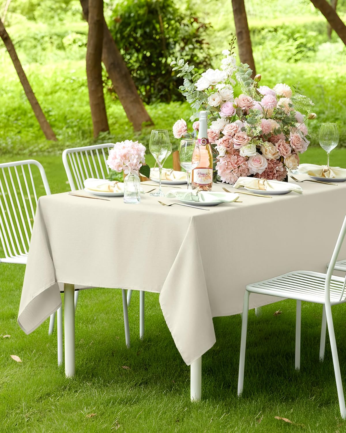 Pureegg Rectangle Linen Tablecloth Waterproof & Stain Resistant, Wrinkle-Free Table Cloth Adds Elegance and Protection, Ideal for Dining, Party, Wedding and Outdoor, 52 x 70 Inch, Sage Green