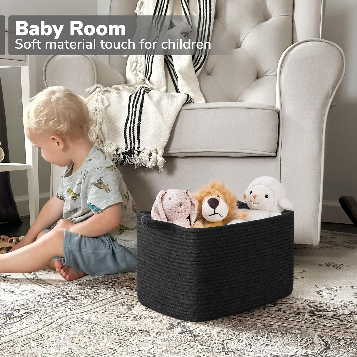 Goodpick Cube Storage Bins - Towel, Book, Cloth, Shoes, Closet Shelf Woven Baskets for Office, Baby Laundry, Toys, 13''x10''x9''