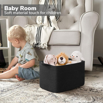 Goodpick Cube Storage Bins - Towel, Book, Cloth, Shoes, Closet Shelf Woven Baskets for Office, Baby Laundry, Toys, 13''x10''x9''