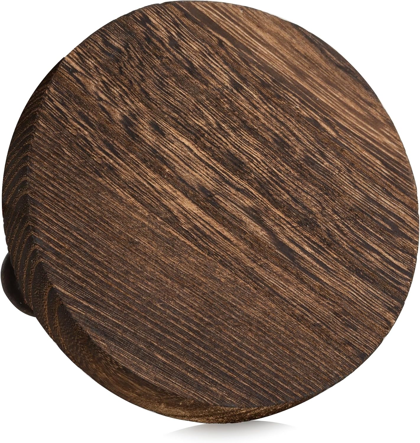 Romadedi Farmhouse Wood Riser for Display- 2 pcs Rustic Decor Mini Wooden Pedestal Decorative Round Tray for Home Table Bathroom Counter Shelf Kitchen, Brown