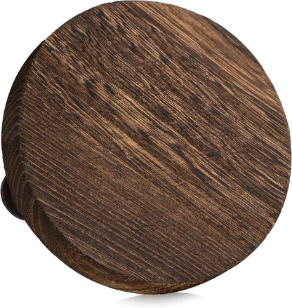 Romadedi Farmhouse Wood Riser for Display- 2 pcs Rustic Decor Mini Wooden Pedestal Decorative Round Tray for Home Table Bathroom Counter Shelf Kitchen, Brown