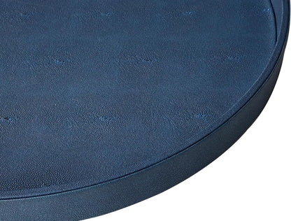 HofferRuffer Round Serving Tray 20'', Elegant Faux Leather Circle Ottoman Table Tray, Serve Tea Coffee Breakfast in Bedroom Living Room Kitchen (Brown)
