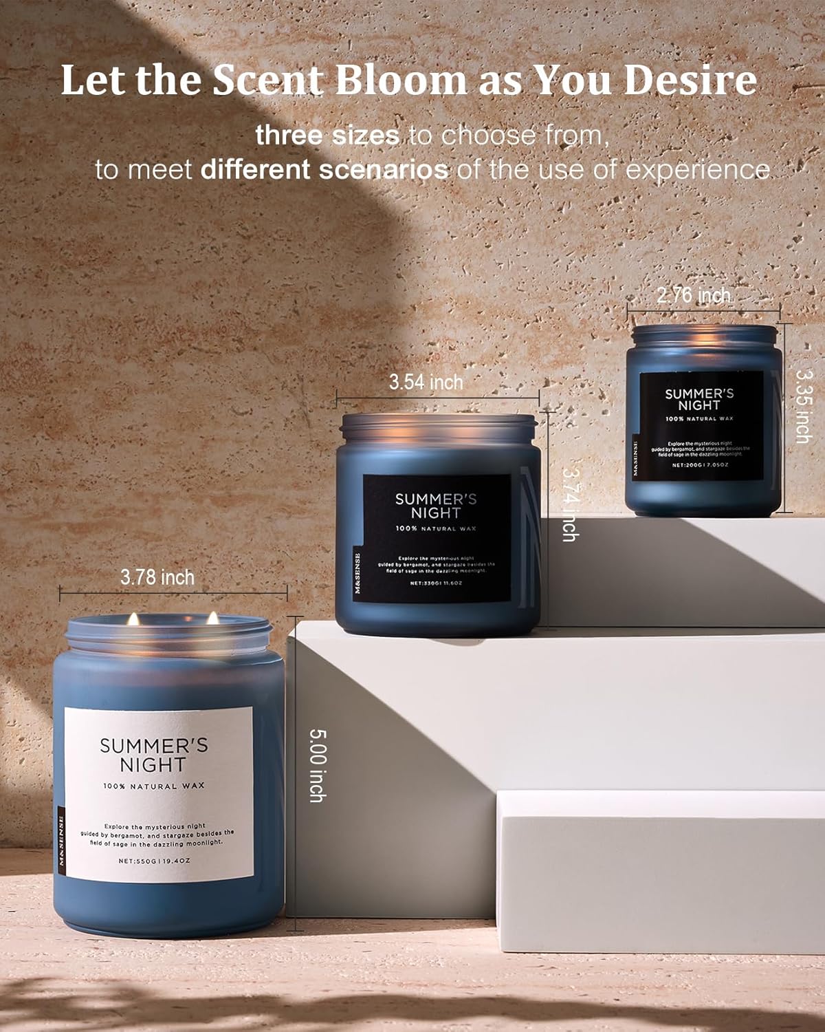 M&SENSE Eucalyptus & Mint Scented Jar Candle, Large 19.4oz Natural Soy Wax, 110-Hour Long Lasting Non-Toxic Clean Burning, Fresh Smelling Home Aromatherapy for Spa Stress Relief, Gifts for Men Women