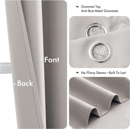 MIULEE Blackout Curtains for Bedroom Living Room 2 Panels, Thermal Insulated Room Darkening Drapes Grommet Noise Reducing Light Blocking Window Treatments 63 Inches Long 40x63 Inch Black - Colors B