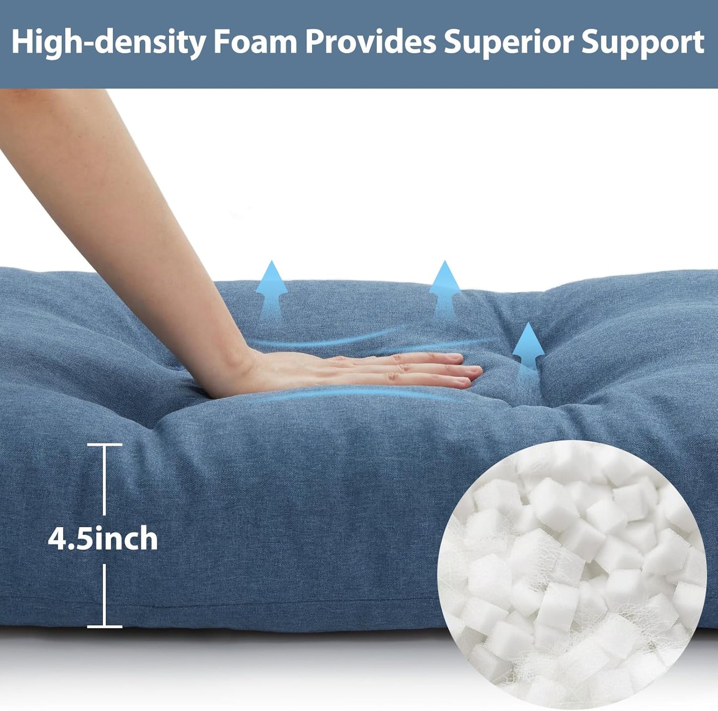 42 Inch Bench Cushions for Indoor Furniture, Super Soft Rectangle Bench seat Cushion Pad with Non-Slip Bottom, Waterproof Bench Pad for Window Porch(Beige, 42x16x4.5 Inch)