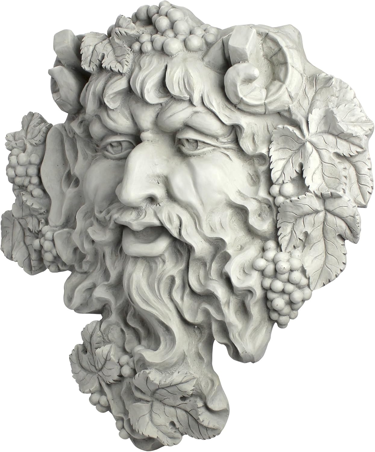 Design Toscano Bacchus, Grape Harvest Wine Greek Greenman Face Wall Sculpture, Medium, 12 inches tall, Cast Stone Resin, Antique Stone Finish