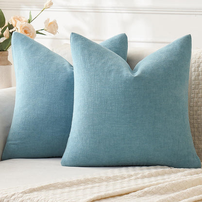 MIULEE Olive Green Couch Pillow Covers 18x18 Inch, Set of 2 Soft Chenille Decorative Square Throw Pillow Covers Farmhouse for Sofa Living Room Bed