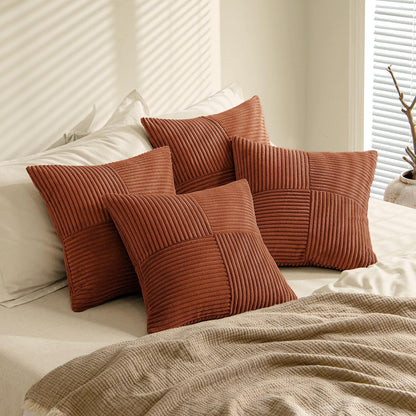MIULEE Teal Orange Decorative Throw Pillow Covers 18x18 Inch Set of 4 Boho Corduroy Striped Cushion Cases Modern Farmhouse Patchwork Pillow Cases for Couch Sofa Bedroom Home Decor