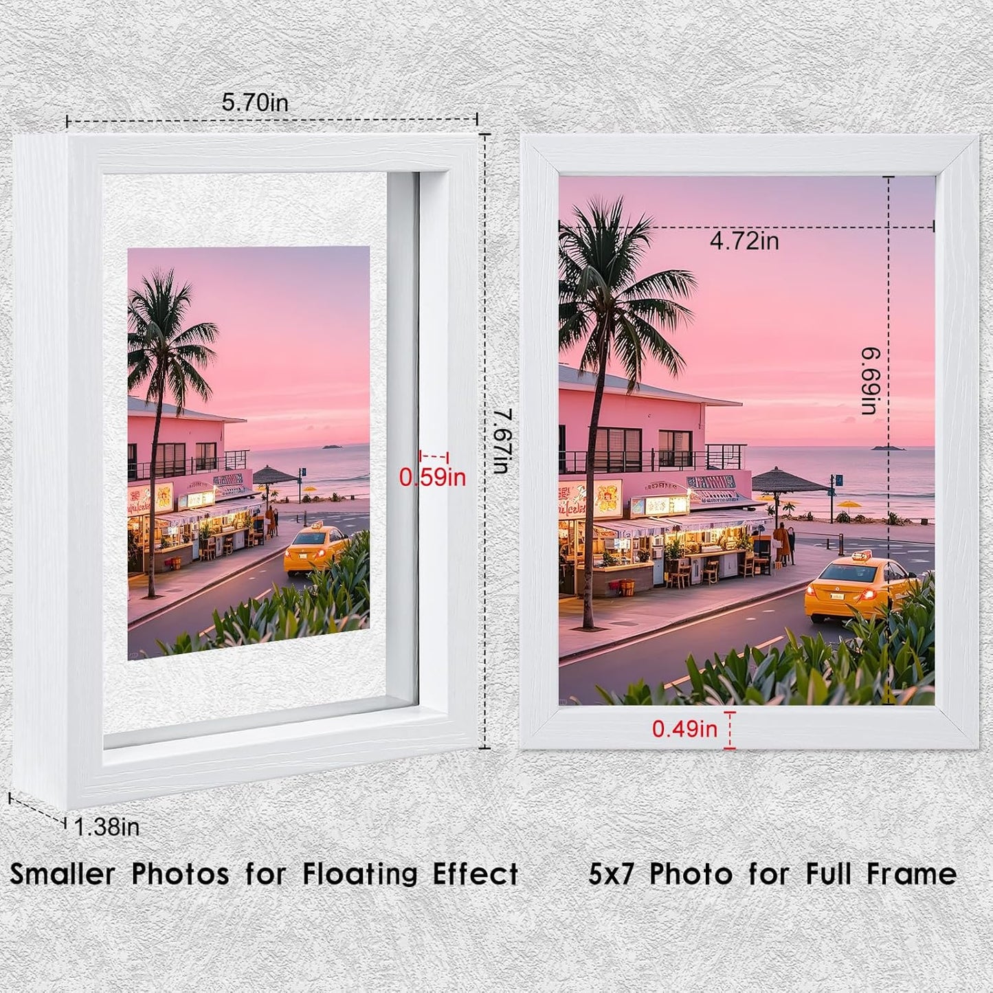 MUYE 11x14 Floating Frame Set of 2,Double Glass Rustic Frame,Display Any Size Photo up to 11x14,Wall Mount or Tabletop Standing,Natural