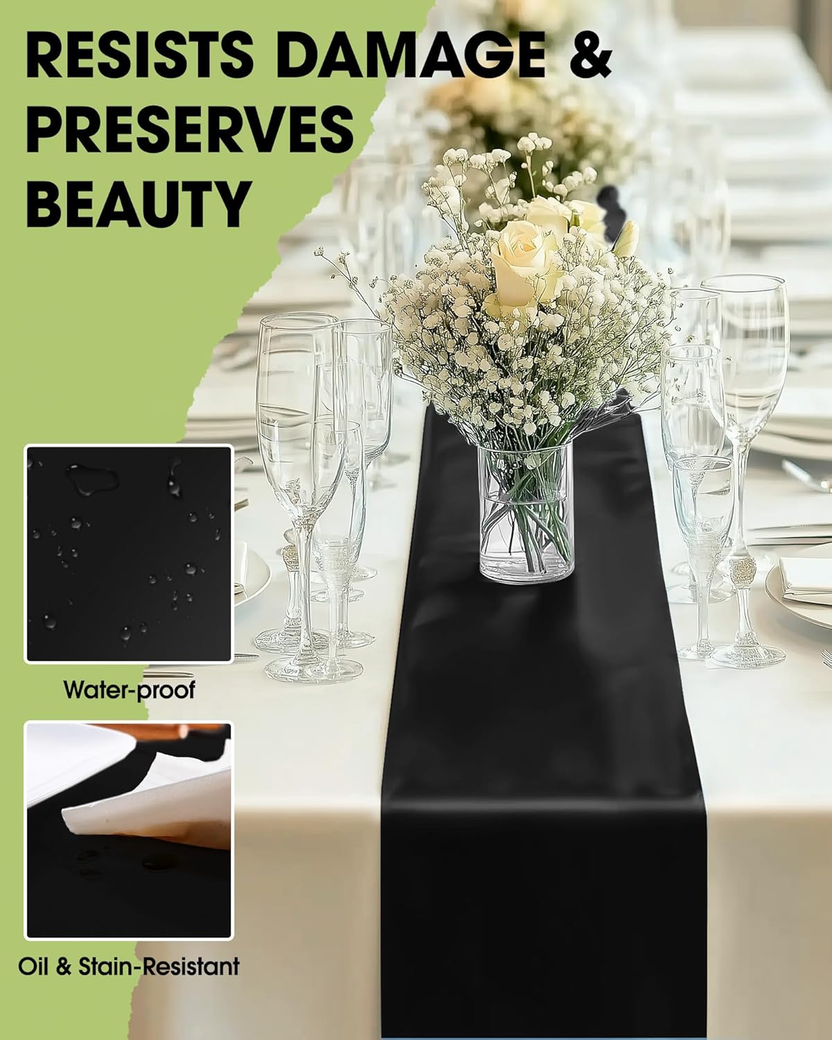 Pureegg Gold Plastic Table Runners - 10 Pack, 14'' x 108'', Water Resistant & Disposable Centerpiece Decorations for Table Cloth, Wedding, Birthday, Holiday, Baby Shower, Party, Home Decor