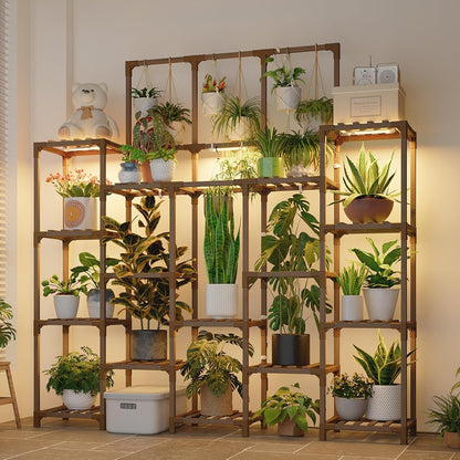 GENTINGBRO Plant Stand Indoor Outdoor 63" Tall Plant Shelf for Plants 14-Tier Large Plant Sheves for Living Room Heavy Duty Plant Rack Garden Balcony Patio Hanging Planter