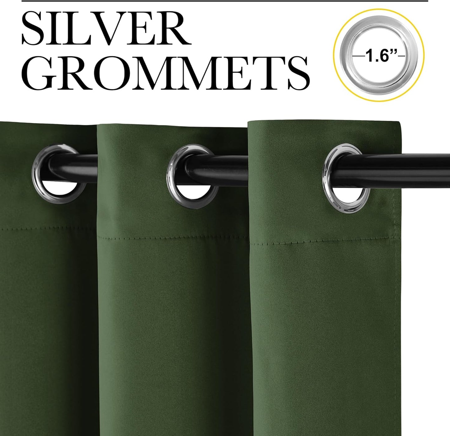 NICETOWN Halloween Pitch Black Solid Thermal Insulated Grommet Blackout Curtains/Drapes for Bedroom Window (2 Panels, 42 inches Wide by 63 inches Long, Black) - Colors B