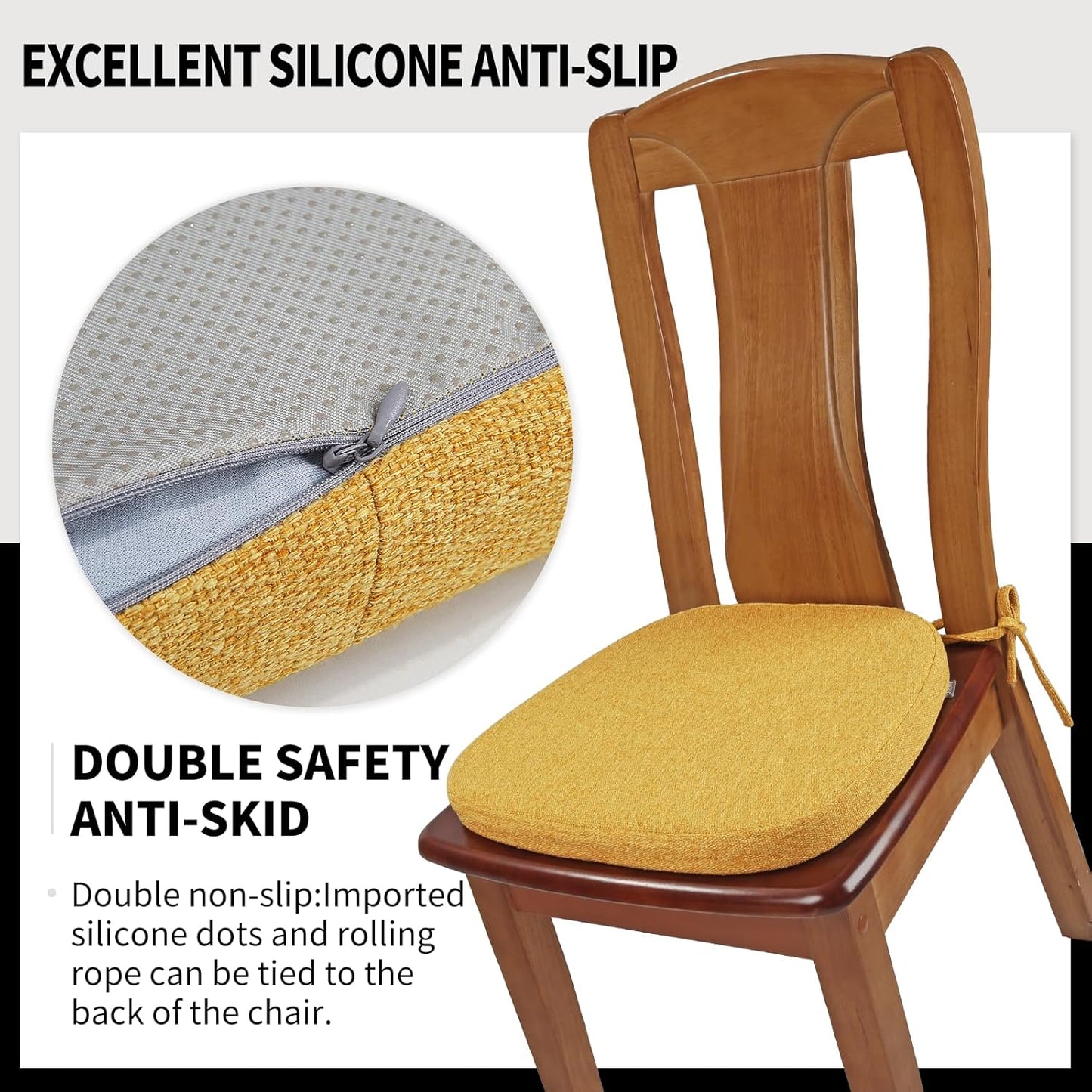 SINOSSO 1 Pack Memory Foam Chair Cushions for Dining Chair, Friendly Woven Fabric 16" U-Shape Comfortable Kitchen Chair Pad, Removable Slip Resistant Seat Cushion (1 Piece, Blue)