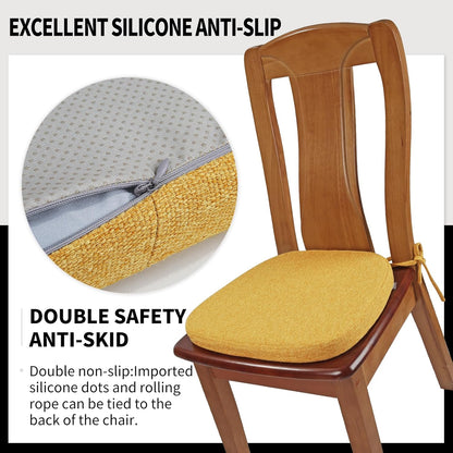 SINOSSO 1 Pack Memory Foam Chair Cushions for Dining Chair, Friendly Woven Fabric 16" U-Shape Comfortable Kitchen Chair Pad, Removable Slip Resistant Seat Cushion (1 Piece, Blue)