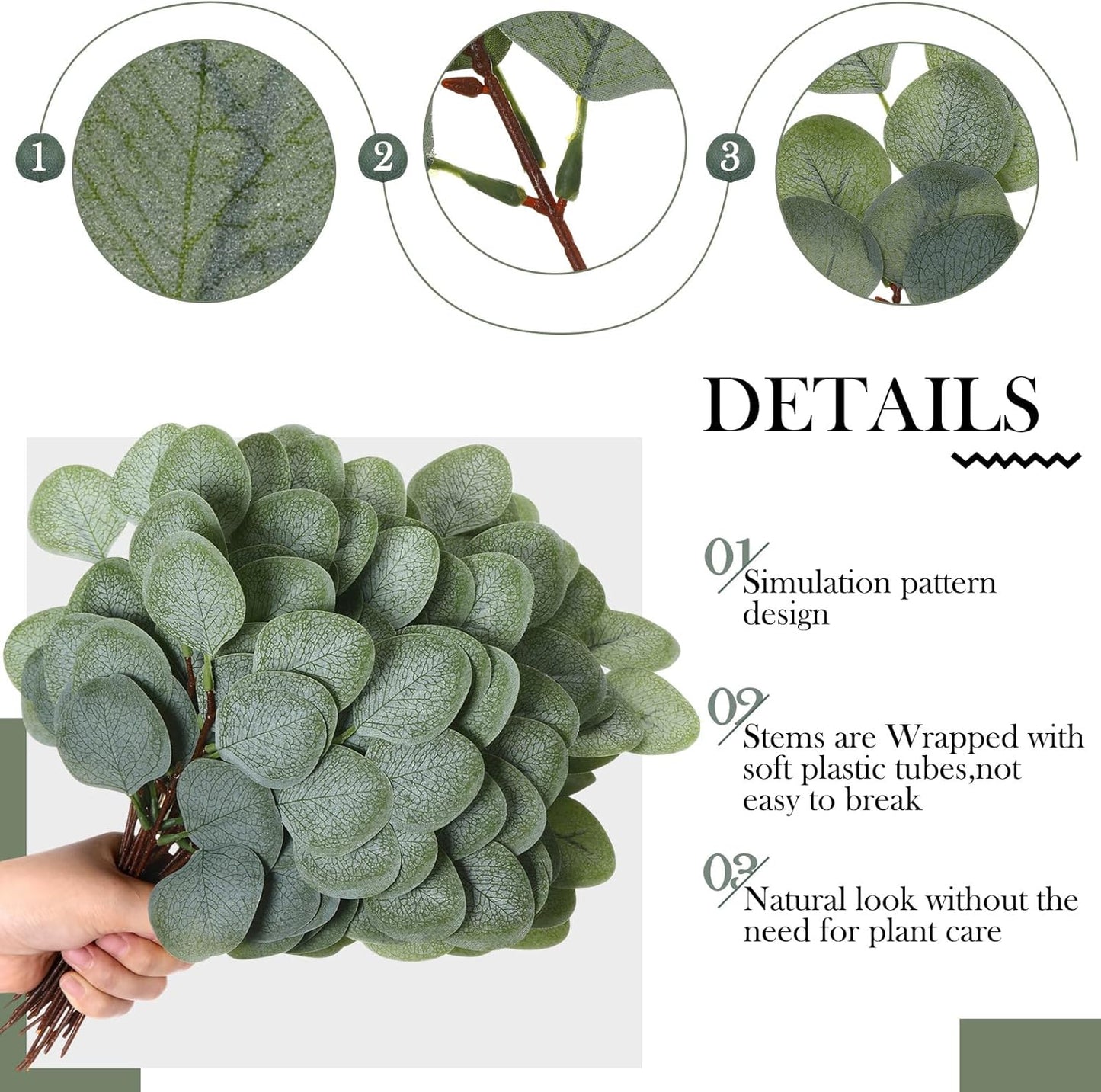 Taiyin 120 Pieces Artificial Eucalyptus Leaves for Wedding Eucalyptus Leaves Stems Decor Greenery Faux Green Stems for Wedding Centerpiece Floral Home Decor, 11 Inches