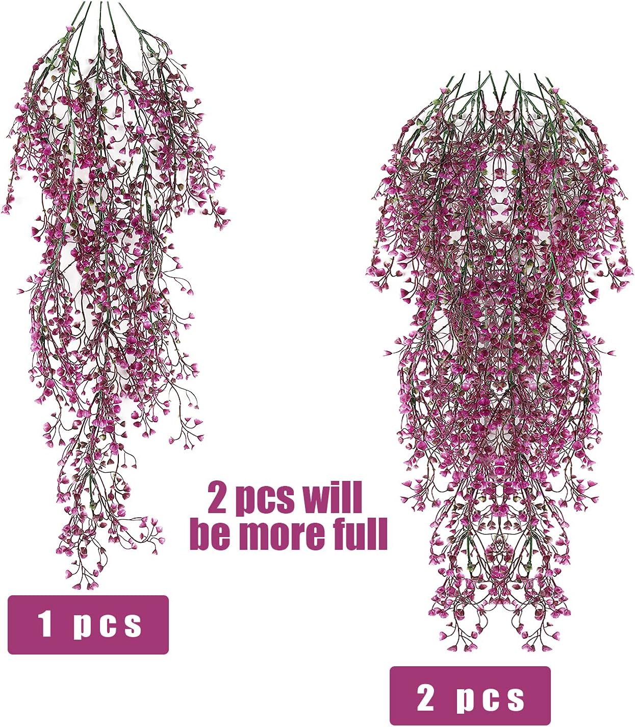 RECUTMS Fake Hanging Plants Artificial Ferns for Outdoor Hanging Faux Plants Vine Ivy Faux Fern Hanging Vines Wall Plants for Home Garden Party Wedding Decor (White 4P)