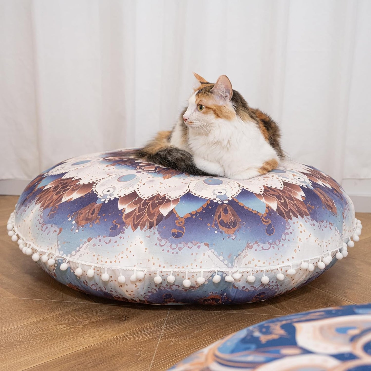 Meditation Cushion Set of 2, 32 Inch Extra Thick Memory Foam Round Floor Pillow with Removable Washable Cover, Bohemian Mandala Yoga Cushion for Adults - Ideal Holiday Decor, Brown