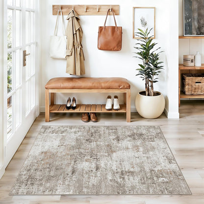 2x3 Washable Non-Slip Area Rug - Soft Low Pile Throw Rug for Kitchen Entryway Bedroom - Modern Indoor Door Mat with Rubber Backing (Beige Grey) - Colors B