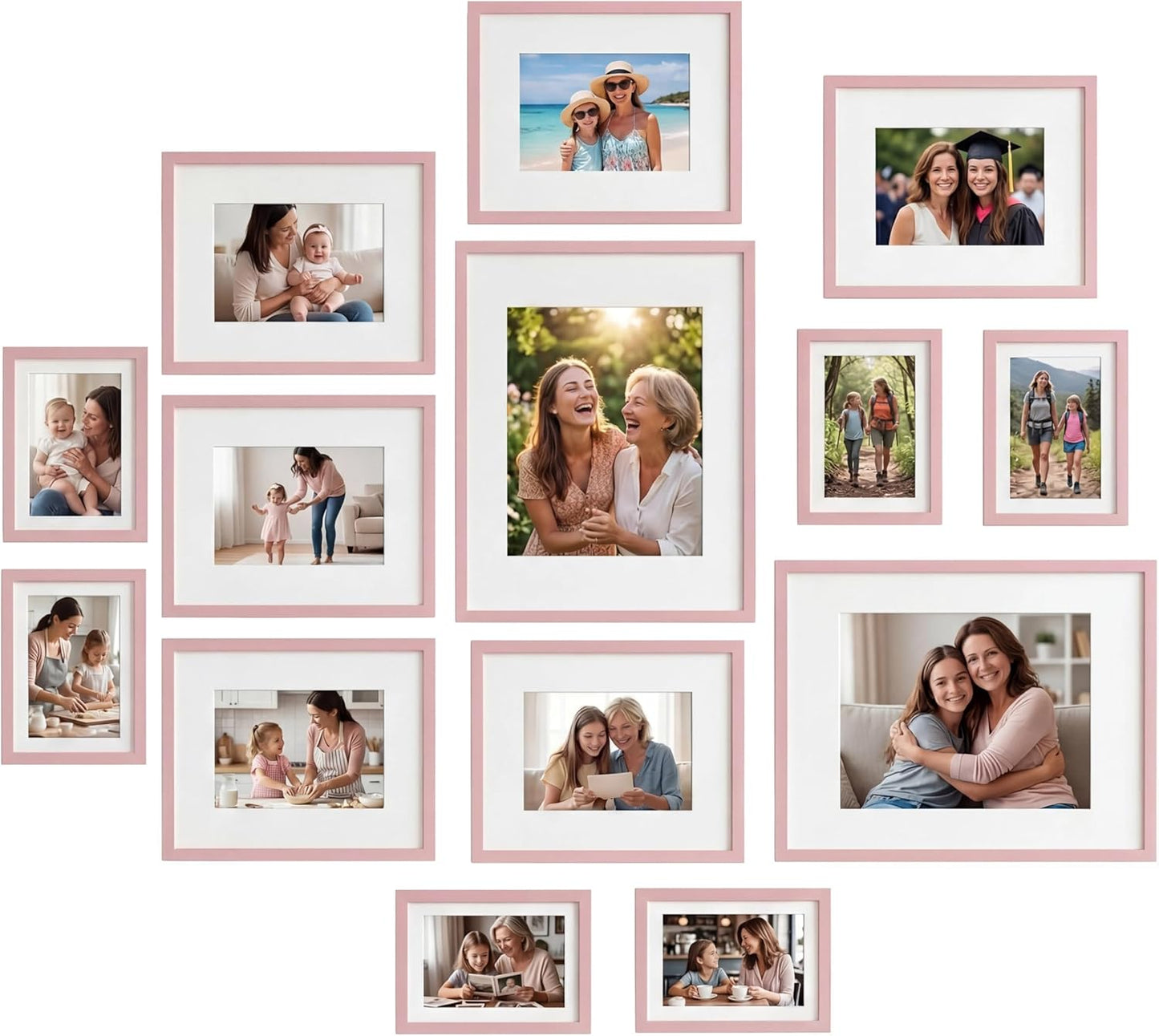 Giftgarden 14 Pack Black Picture Frames Set, 2pcs 11x14 Matted for 8x10, 6pcs 8x10 Matted for 5x7, 6pcs 5x7 Matted for 4x6, Gallery Frame Collage for Wall or Tabletop Display