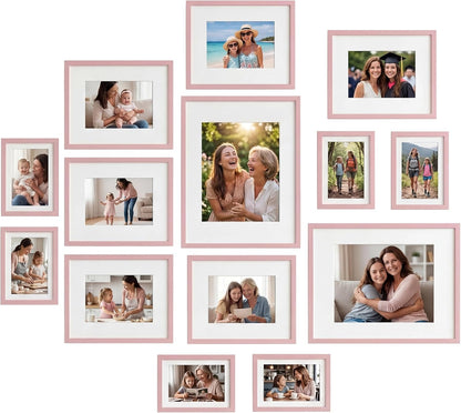 Giftgarden 14 Pack Black Picture Frames Set, 2pcs 11x14 Matted for 8x10, 6pcs 8x10 Matted for 5x7, 6pcs 5x7 Matted for 4x6, Gallery Frame Collage for Wall or Tabletop Display