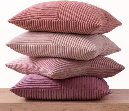 MIULEE Teal Orange Decorative Throw Pillow Covers 18x18 Inch Set of 4 Boho Corduroy Striped Cushion Cases Modern Farmhouse Patchwork Pillow Cases for Couch Sofa Bedroom Home Decor