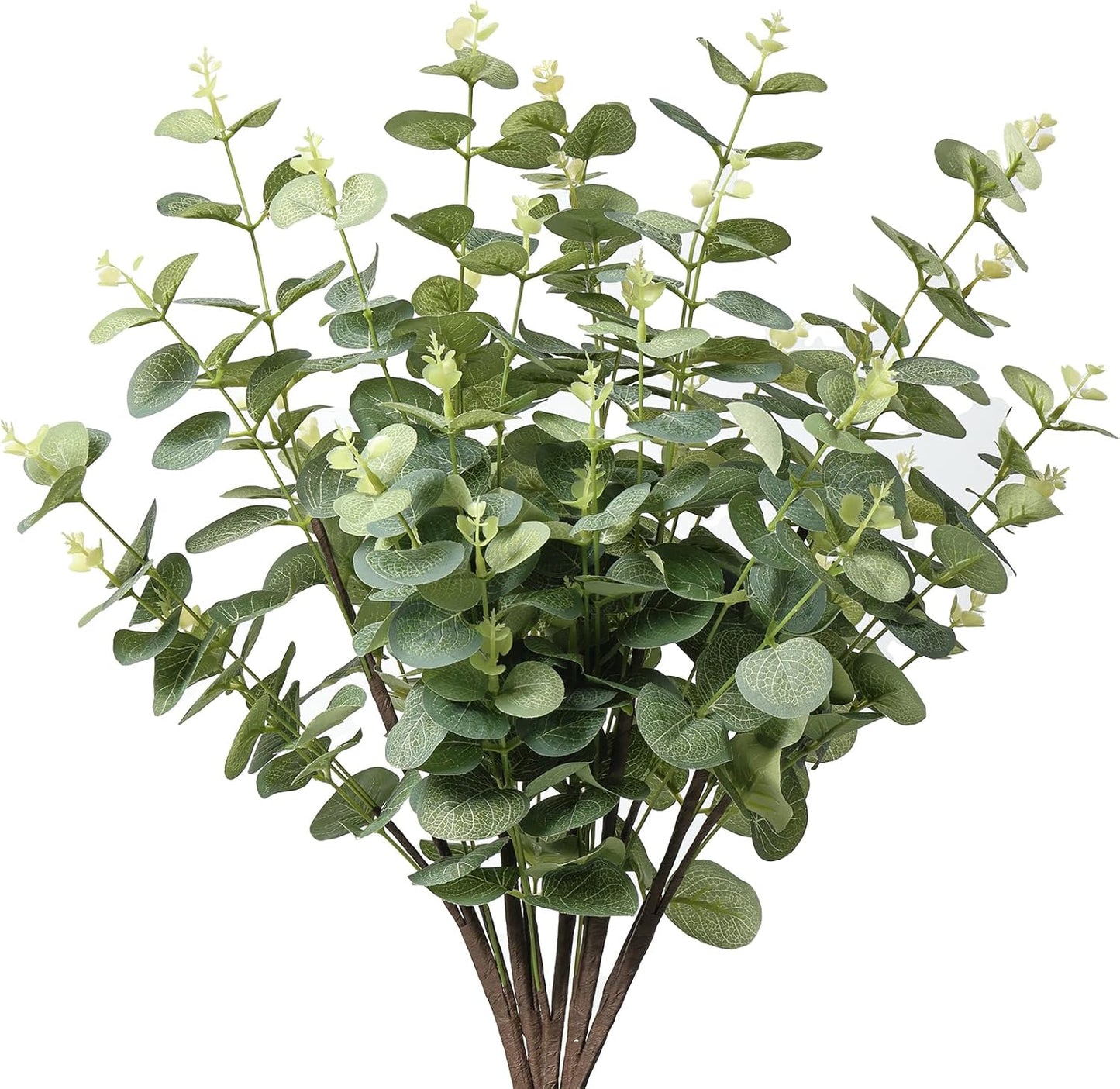 Fake Plants, 20Pcs Eucalyptus Stems Artificial Flowers, Fake Eucalyptus Leaves Stems, Plastic Grey Green Touch Leaf Branches for Home Office Flowers Bouquet Centerpiece Wedding Decoration