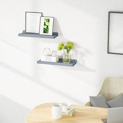 Love-KANKEI Floating Shelves Wall Mounted Set of 2, 17 Inch Rustic Wood Wall Shelves for Storage, Bedroom Living Room Bathroom Kitchen Office and More White