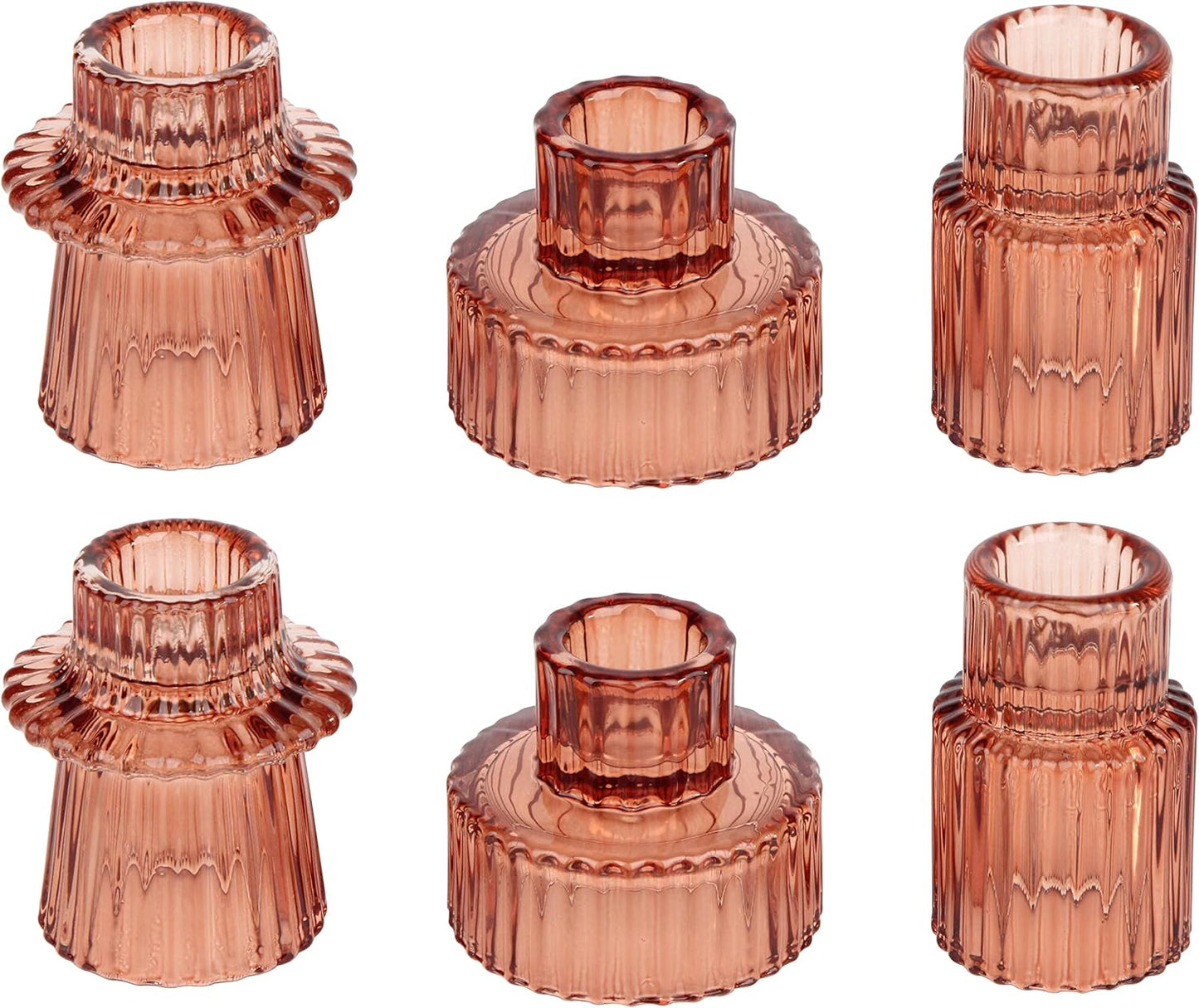 Vixdonos Taper Glass Candlestick Holders Tealight Candle Holders for Table Centerpieces, Wedding Decor and Dinner Party (6 Pcs, Green)