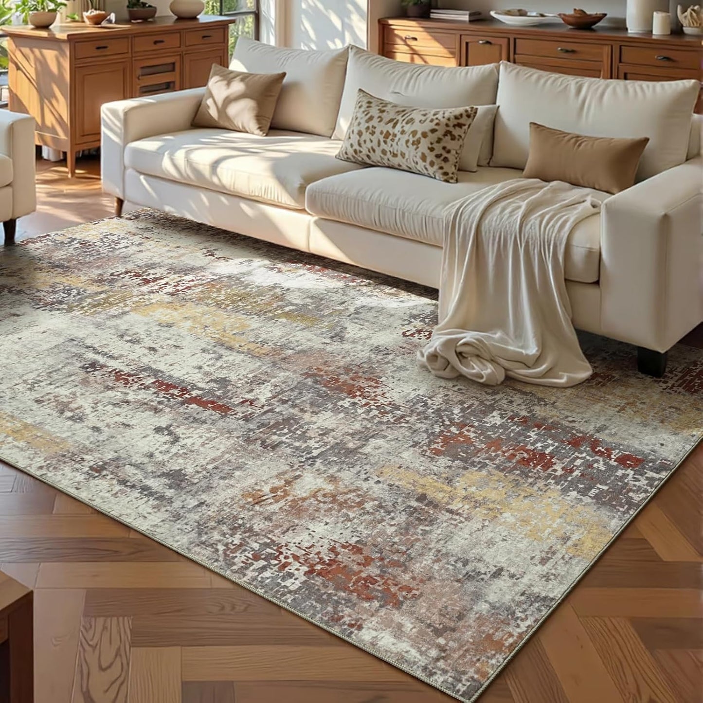 Ompaa 2x6 Rug Runners for Hallways Kitchen Runner Rug Non Slip Washable Grey Long Runner Rugs with Rubber Backing Soft Abstract Carpet Runner for Hallways, Kitchen, Bedroom, Bathroom, Entryway - Colors B