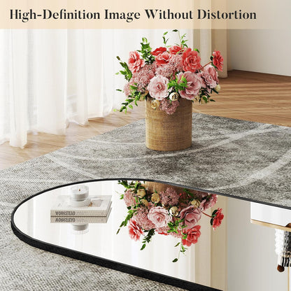 OLIXIS Black Arched Full Length Mirror 60"x16" for Bedroom, Full Body Mirror with Stand, Hanging or Leaning for Wall, Aluminum Alloy Thin Frame Floor Standing for Living Room