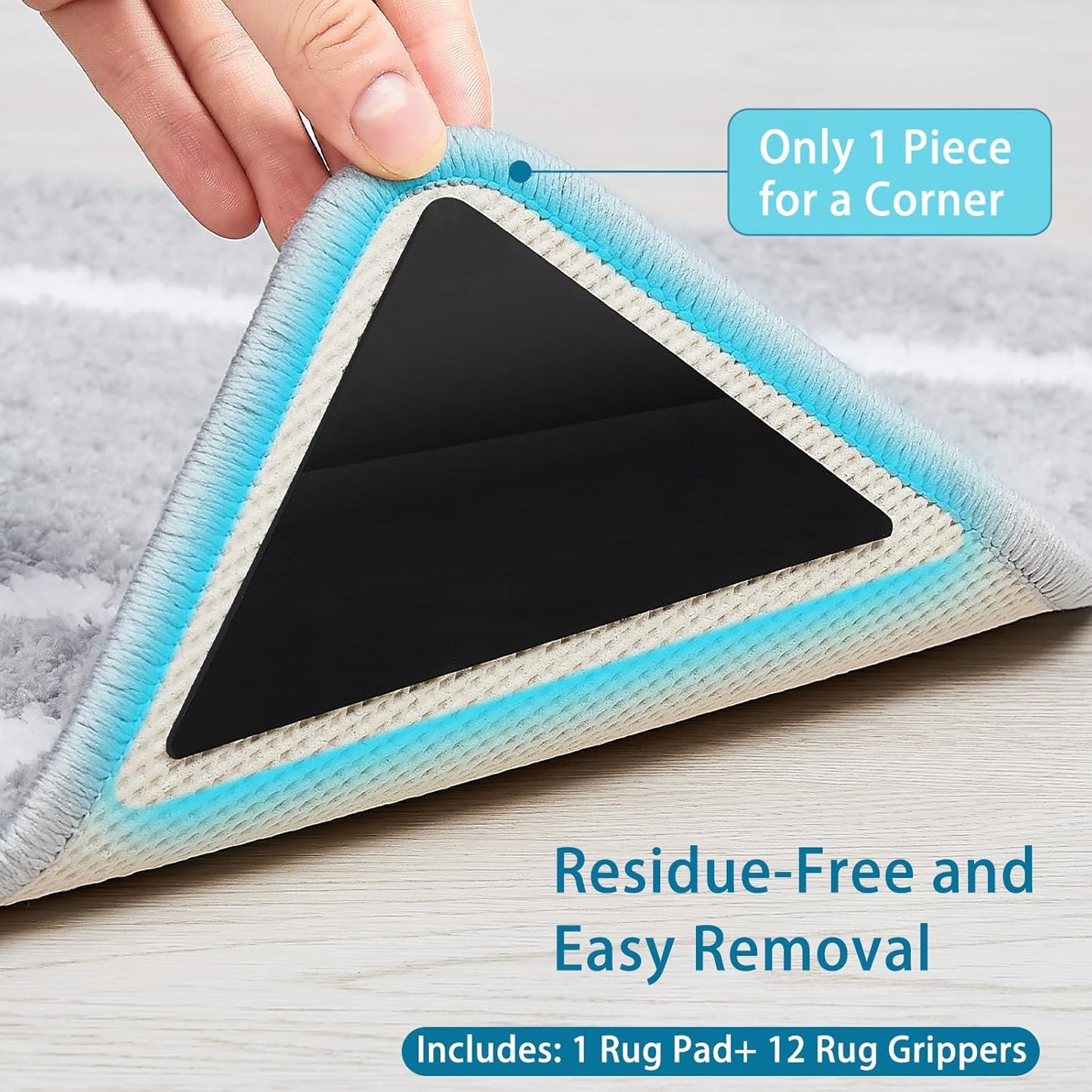 Veken Non Slip Rug Pad Gripper 8 x 10 Feet Extra Thick Pads for Any Hard Surface Floors, Keep Your Rugs Safe and in Place, Under Carpet Anti Skid Mat - Colors B