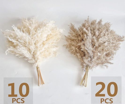 60 PCS Boho Decor, Fluffy Pompas Grass, Natural Dry Pampas Grass Small, Short Pampass Bulk for Boho Room Decor, Coffee Table Decor (17 inch )