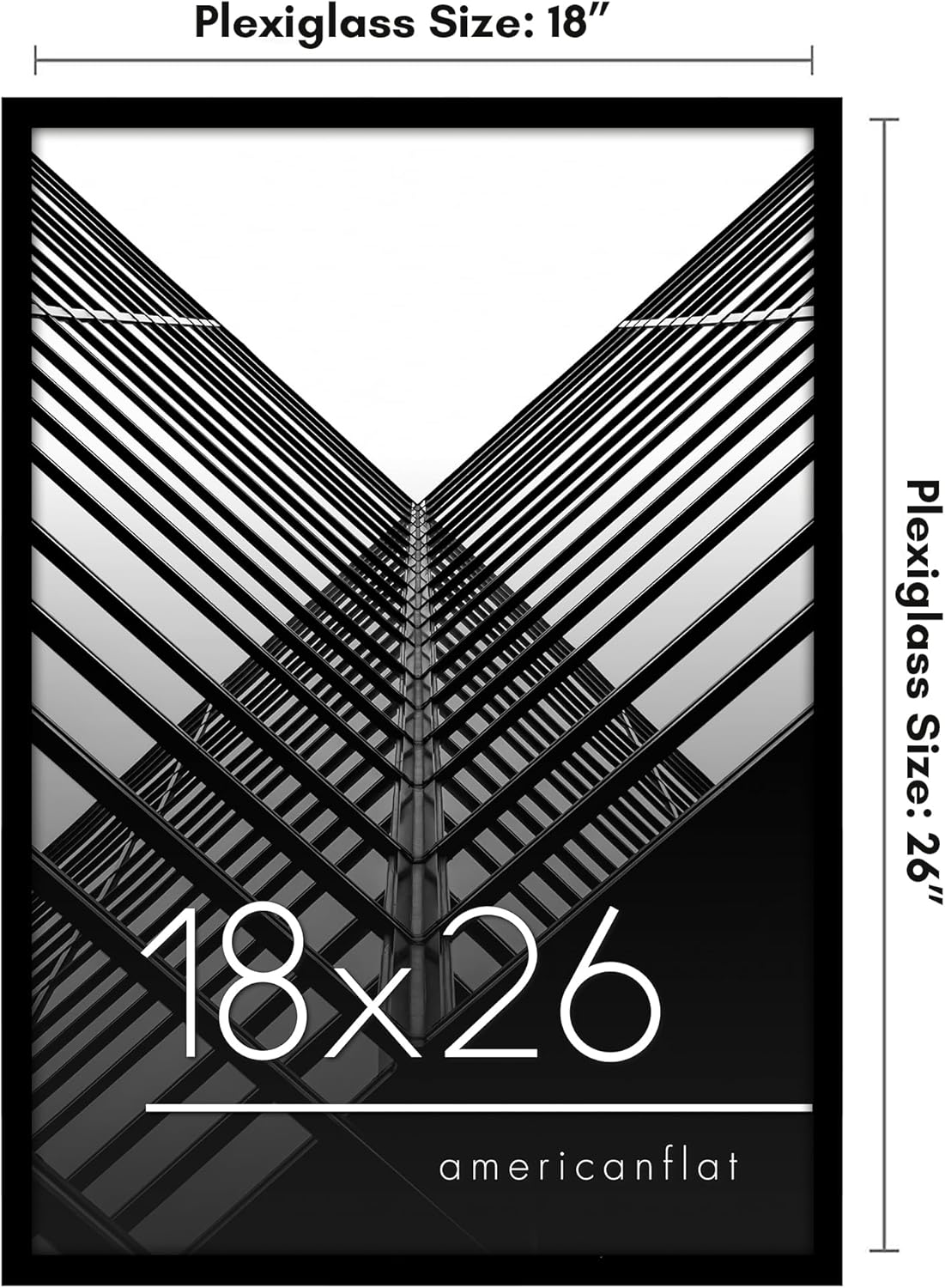 Americanflat 24x36 Poster Frame with Polished Plexiglass - Streamline Collection - Thin Border Picture Frame for Wall Display - Hanging Hardware Included - Black - Colors C