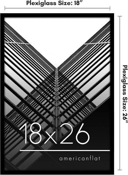 Americanflat 24x36 Poster Frame with Polished Plexiglass - Streamline Collection - Thin Border Picture Frame for Wall Display - Hanging Hardware Included - Black - Colors C