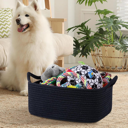 OIAHOMY Woven Basket, Gift Basket Empty with Gift Bags and Ribbons, Rope Baskets for Baby Showers, Storage Baskets with Handles for Nursery, Pet Toy Organizer - White