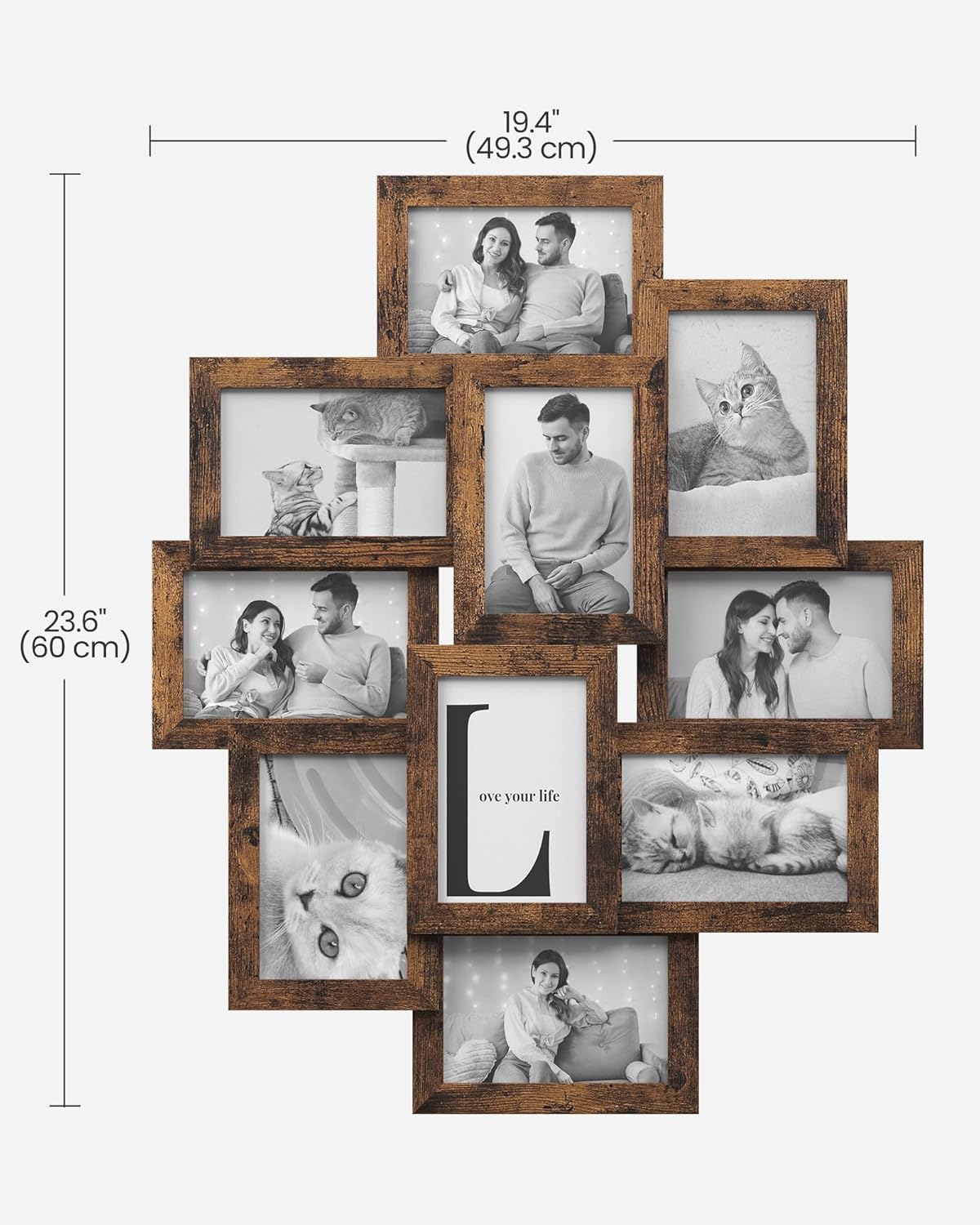SONGMICS 4x6 Collage Picture Frames, 10-Pack Photo Collage Frame for Wall Decor, Glass Front, Assembly Required, Ink Black URPF20BK